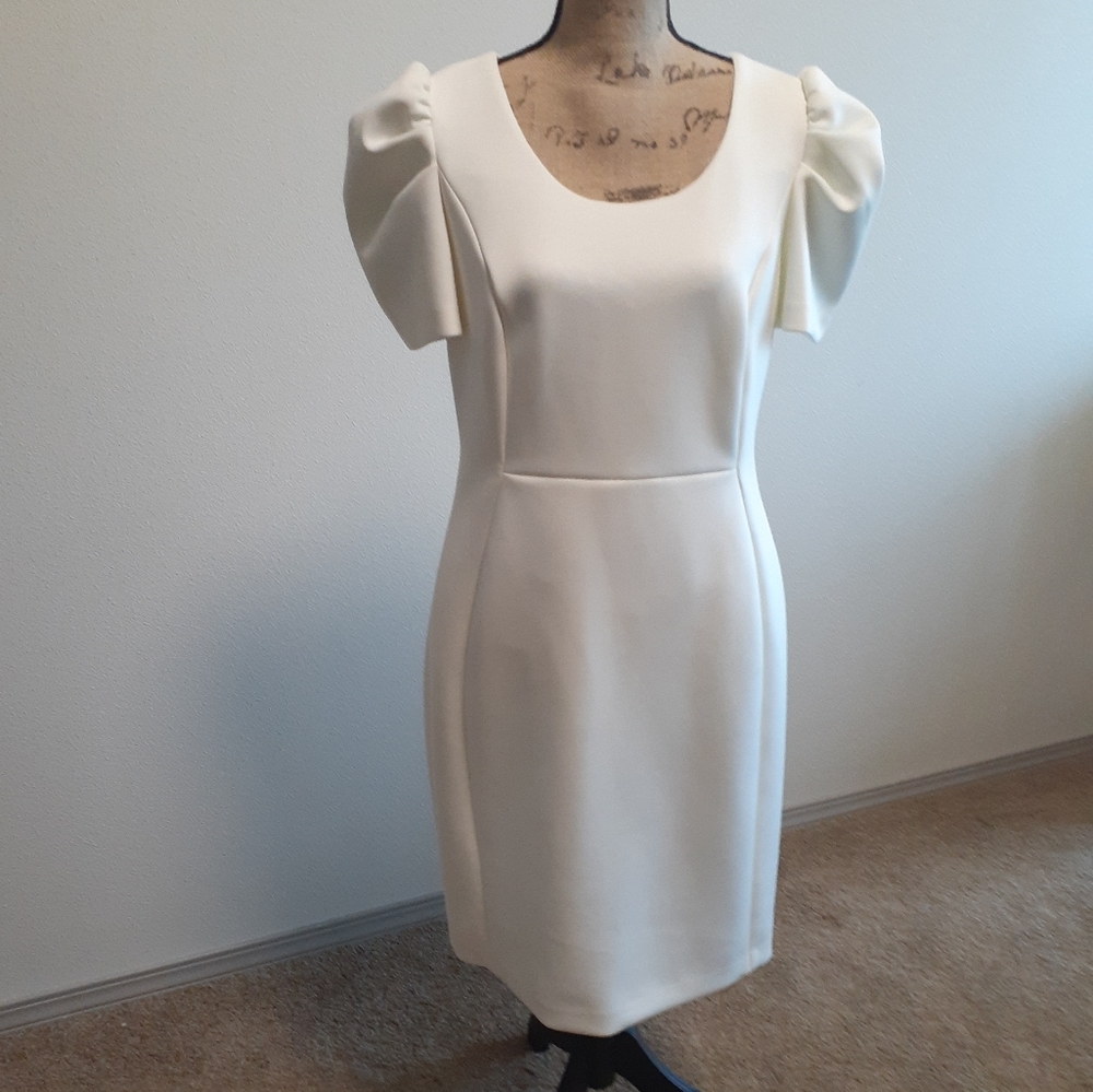 Calvin Klein Size 14 White Satin Event Dress